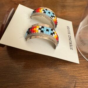 Sterling Silver Handmade Navajo Beaded Earring